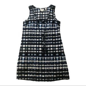 CYNTHIA ROWLEY Shift Mini Dress Blue/White 100% Linen Slip On Size 2